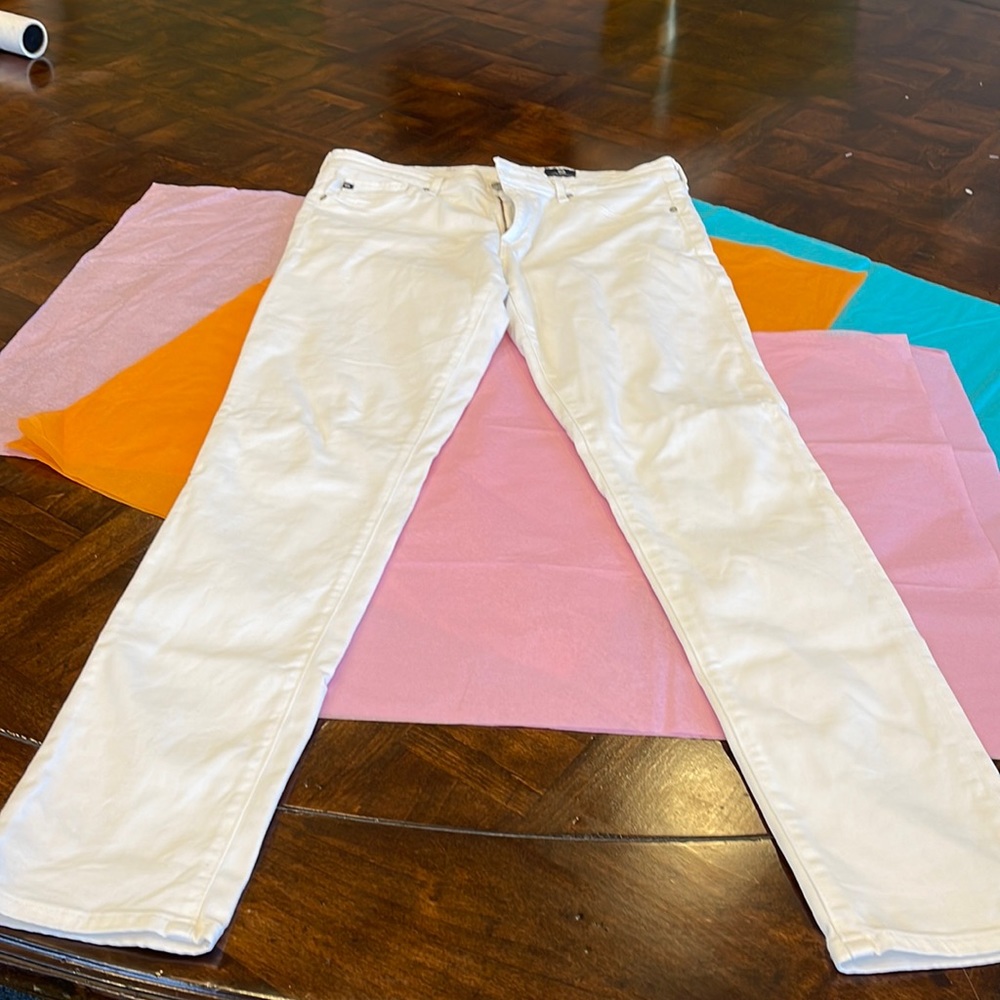 AG Prima Cigarette Crop Pants Cream Straight Leg Mid Rise Size 30R VTG Preppy